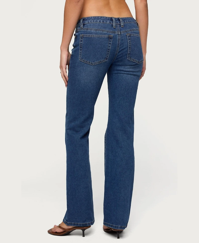 Edikted Women's Vania Ultra Low Rise Bootcut Jeans