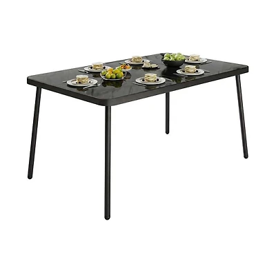 gaomon 59'' Patio Dining Table Set for 4-6 Person, Tempered Glass Tabletop with Metal Frame