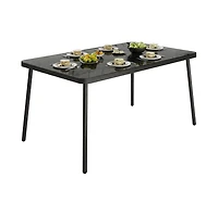 gaomon 59'' Patio Dining Table Set for 4-6 Person, Tempered Glass Tabletop with Metal Frame