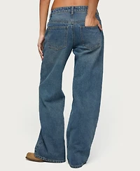 Edikted Women's Charla Stud Low Rise Baggy Jeans