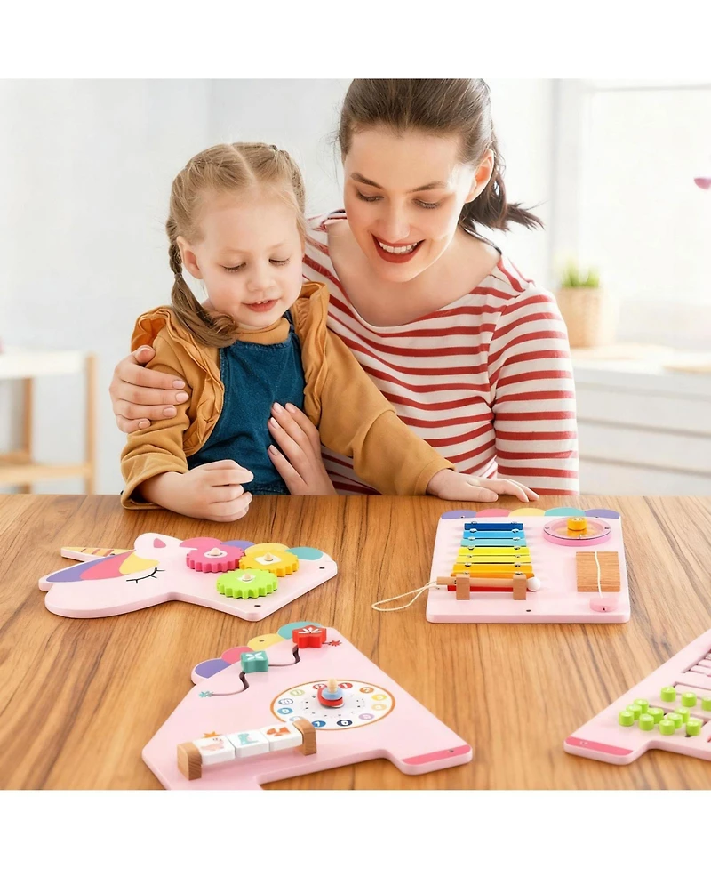 Mecale 11-in-1 Dinosaur Activity Wall Busy Board Panels for Toddlers