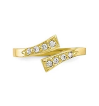 Curata Jewelry Solid 10K Gold Cubic Zirconia Adjustable Bypass Toe Ring