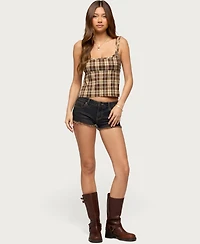 Edikted Women's Sanya Backless Plaid Top