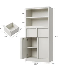 gaomon Tall Freestanding Bathroom Cabinet, 51" H, Doors & 2 Drawers, Organizer for Bathroom, Living Room, Kitchen & Pantry, White