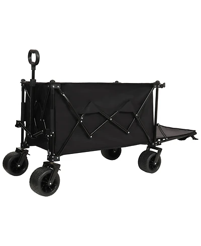 Rainsken Foldable Wagon, Heavy Duty Extra Long Extender Wagon Cart with All-Terrain Beach Wheels, 480 Lbs Capacity for Beach, Camping and Gardening