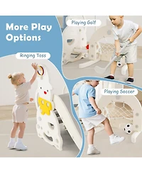 Mecale 7-in-1 Toddler Slide and Swing Set with Adjustable Swing & Basketball Hoop