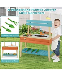 Mecale Kids Play Kitchen Set, Wooden Chef Pretend Mud Kitchen for Imaginative Role Play