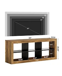 Tribesigns 63" Tv Stand for Up to 70 Inch Tvs, Farmhouse Entertainment Center with 6 Open Storage Cubes, Wooden Media Console TV