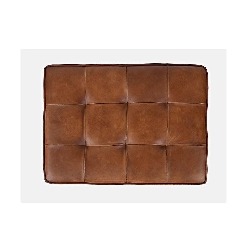 Jofran Global Archive Distressed Genuine Leather Ottoman Stool