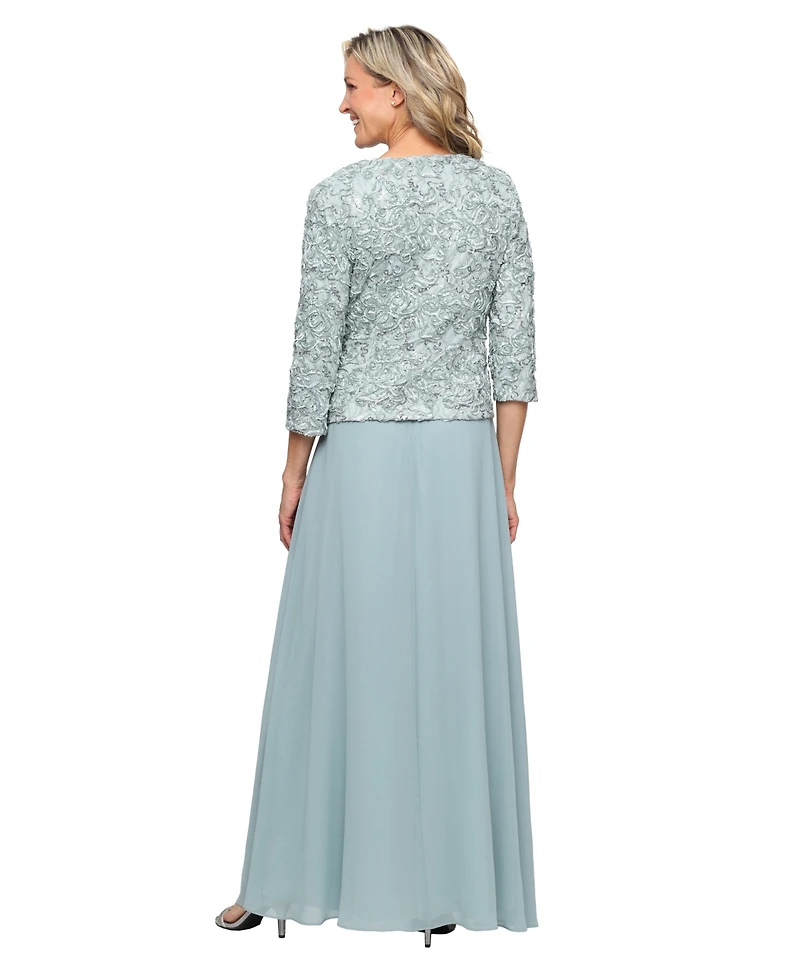 Alex Evenings Petite Soutache-Bodice Gown & Jacket