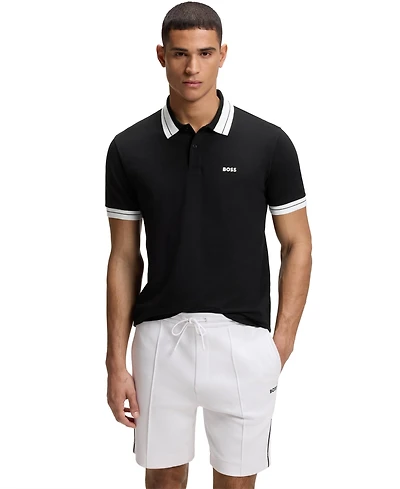Boss by Hugo Men's Stretch-Cotton Stripe Trims Polo Shirt