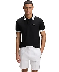 Boss by Hugo Men's Stretch-Cotton Stripe Trims Polo Shirt