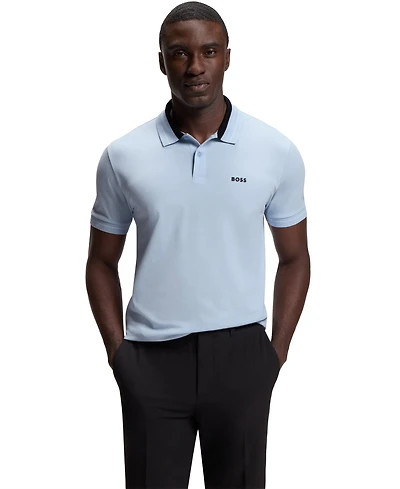 Boss by Hugo Boss Men's Stretch-Cotton Stripe Trims Polo Shirt