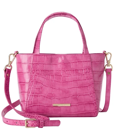 Brahmin Mona Alba Small Leather Crossbody Tote Handbag