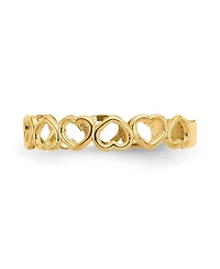 Curata Jewelry Solid 10k Gold Alternating Open Hearts Adjustable Toe Ring