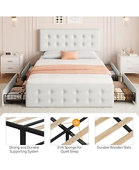 gaomon Bed Frame with 4 Storage Drawers and Headboard