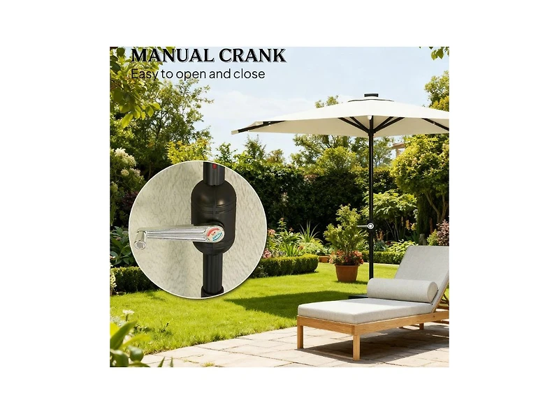 Clihome Small Vented Half Patio Umbrella,Half Outdoor Umbrella,with Crank 8 Ribs for