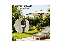 Clihome Small Vented Half Patio Umbrella,Half Outdoor Umbrella,with Crank 8 Ribs for