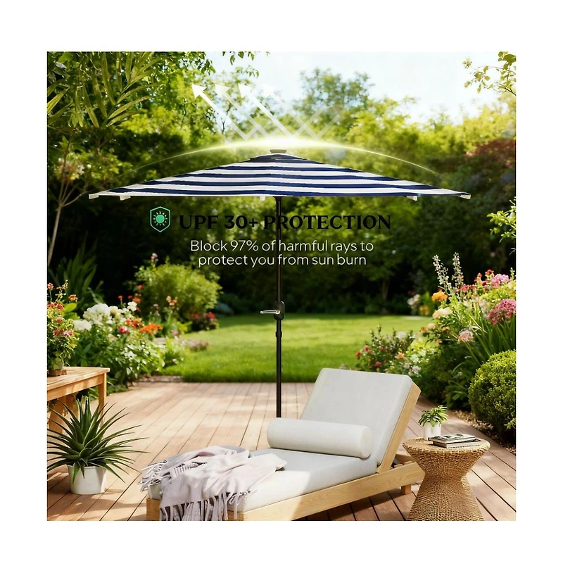 Clihome Small Vented Half Patio Umbrella,Half Outdoor Patio Umbrella,with Crank 8 Ribs for Outdoor