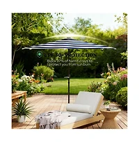 Clihome Small Vented Half Patio Umbrella,Half Outdoor Patio Umbrella,with Crank 8 Ribs for Outdoor