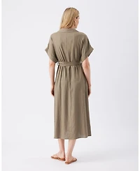 Ripe Maternity Amy Linen Nursing Shirt Dress Olive
