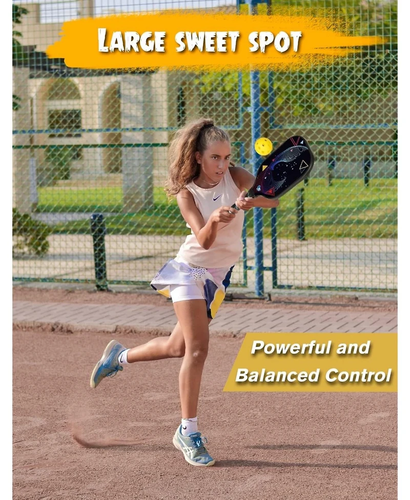 Joyaire Usapa-Approved Pickleball Paddles Set of 2 with 4 Balls & Bag - 7.5oz Lightweight Carbon Fiber Honeycomb Core