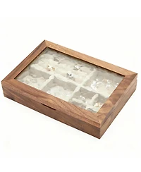 Yigii Handcrafted Cherry Wood Jewelry Box with Glass Lid