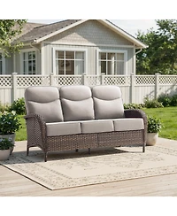 Gymojoy 3-Seat Brown Pe Wicker Outdoor Couch with Olefin Cushions