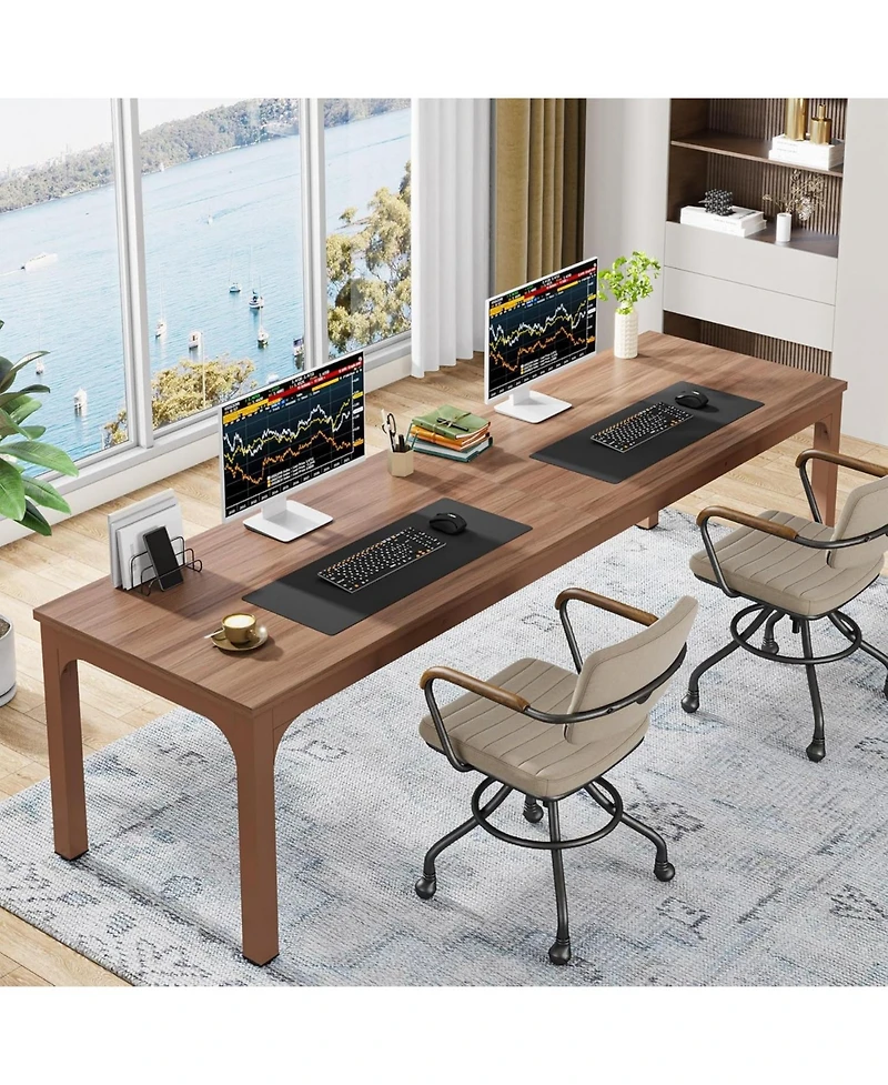 Tribesigns Long Computer Desk, 2 Person Desk for Home Office, Coffee