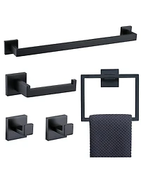 Rainsken 5 Pieces Bathroom Hardware Set, Towel Bar, Towel Holder, Toilet Paper Holder and Towel Hook, Stainless Steel Bath Accessories Kit