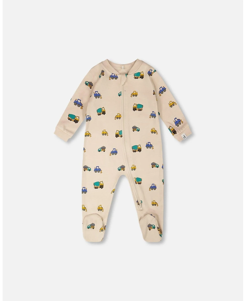 Deux par Baby Boys Cotton One-Piece Pyjama Truck Print