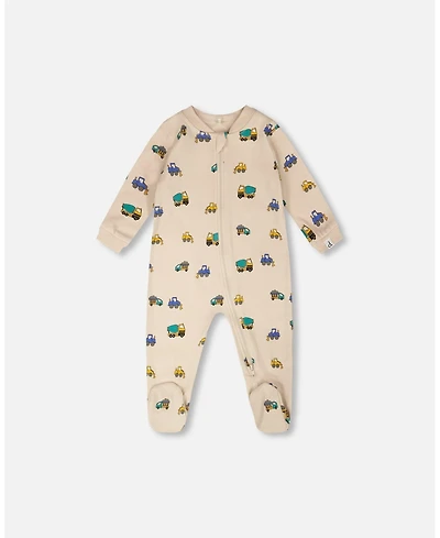 Deux par Baby Boys Cotton One-Piece Pyjama Truck Print