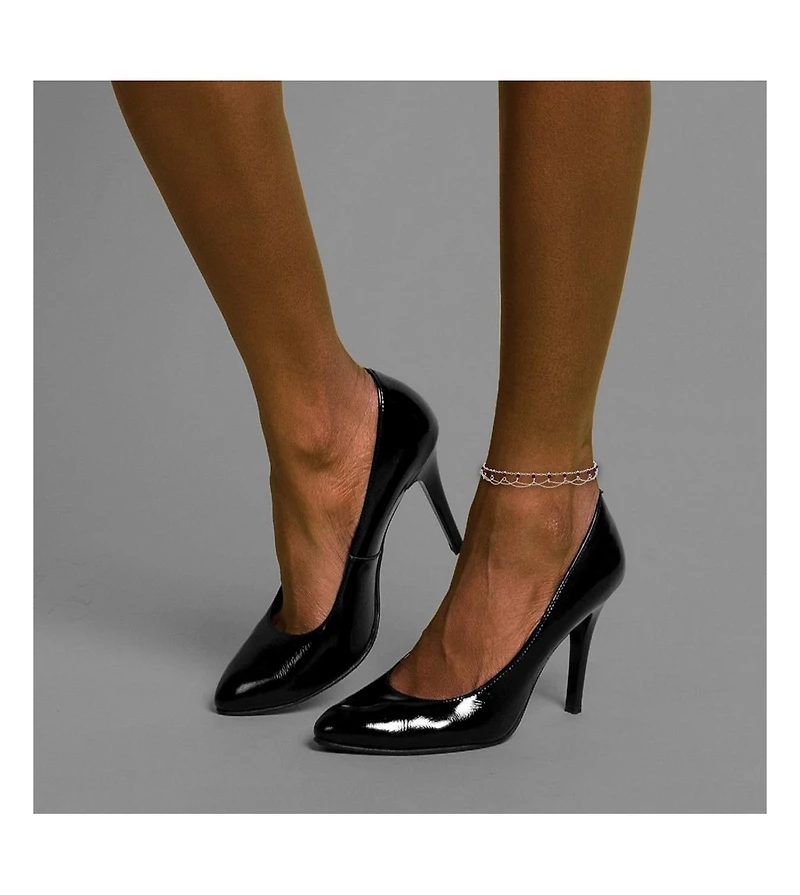 Curata Jewelry 925 Sterling Silver 10 Inch Rhodolite Garnet Beaded Draped Anklet