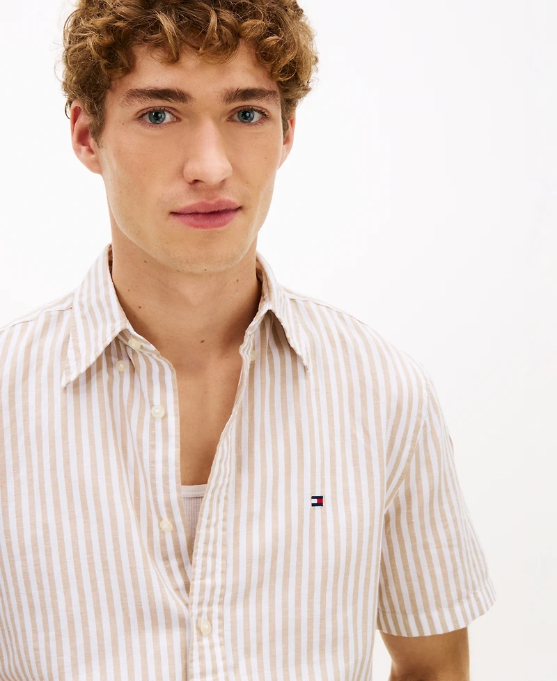 Tommy Hilfiger Men's Bengal Stripe Short-Sleeve Shirt, Regular and Big & Tall