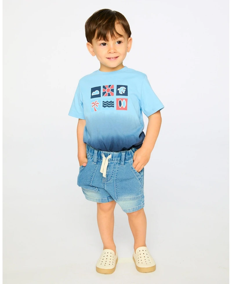 Deux par Baby Boys Cotton Short Sleeve T-Shirt Gradient