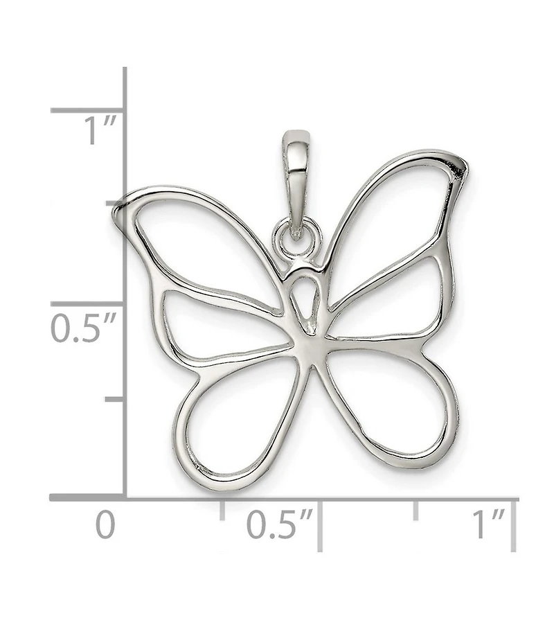 Curata Jewelry 925 Sterling Silver 18 Inch Polished Open Butterfly Angel Wings Necklace 26x23mm Pendant Necklace