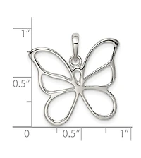 Curata Jewelry 925 Sterling Silver 18 Inch Polished Open Butterfly Angel Wings Necklace 26x23mm Pendant Necklace