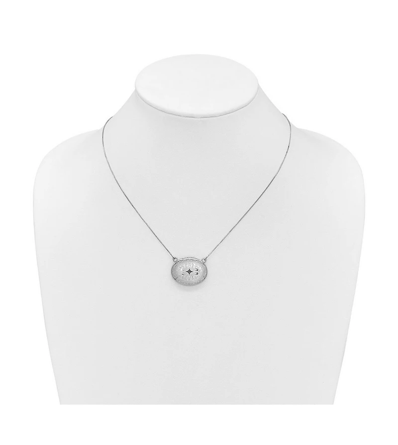 Curata Jewelry 925 Sterling Silver Rhodium Plated 18+2 Inch Sideways Etched Locket Necklace 26.15mm Wide Locket Necklace