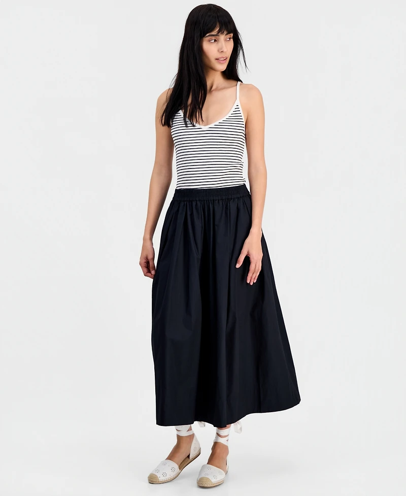On 34th Women's Pull-On Poplin Midi Skirt, Macy's Exclusive