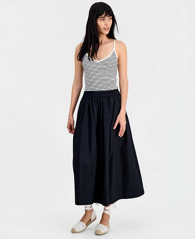 On 34th Women's Pull-On Poplin Midi Skirt, Macy's Exclusive