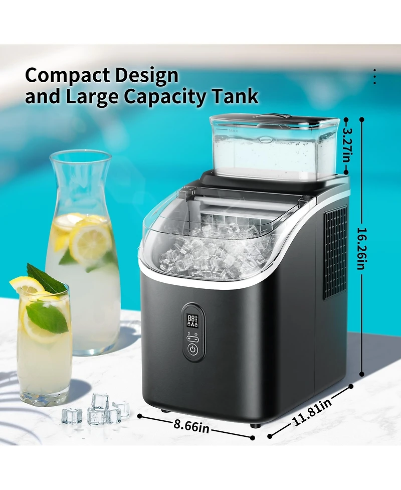 Euhomy 34-lb Cube Ice Countertop Portable Ice Maker in Black with Self Cleaning