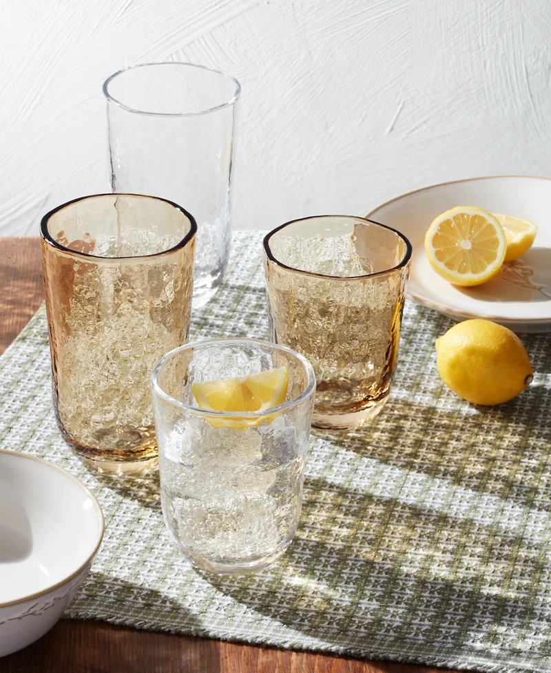Lenox Homespun Amber Tall Tumbler Glasses, Set of 4