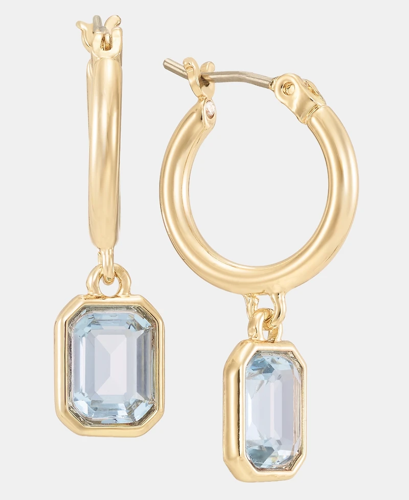Lauren Ralph Stone Charm Hoop Earrings