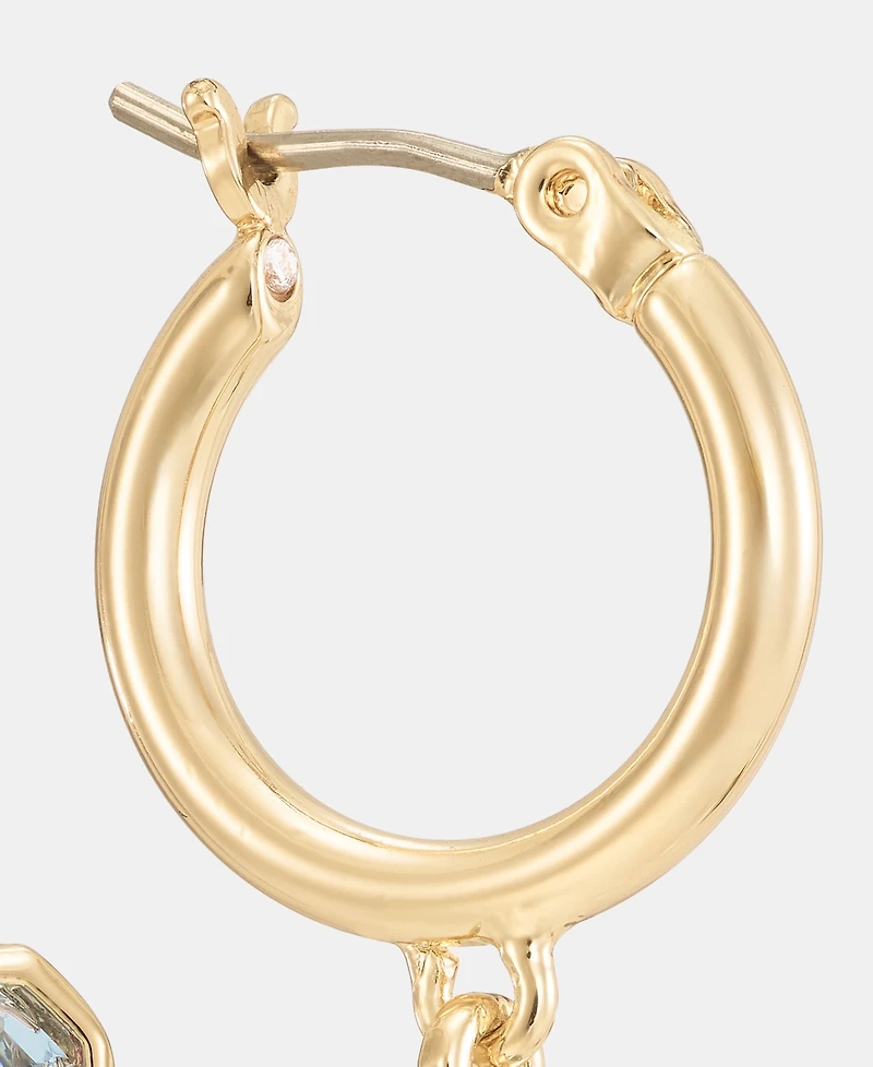 Lauren Ralph Stone Charm Hoop Earrings
