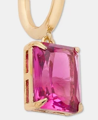Lauren Ralph Lauren Gold-Tone Fuchsia Stone Huggie Drop Earrings
