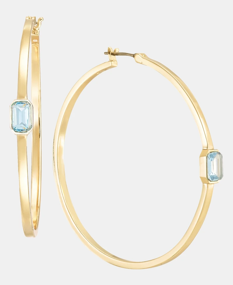 Lauren Ralph Lauren Gold-Tone Aqua Stone Hoop Earrings