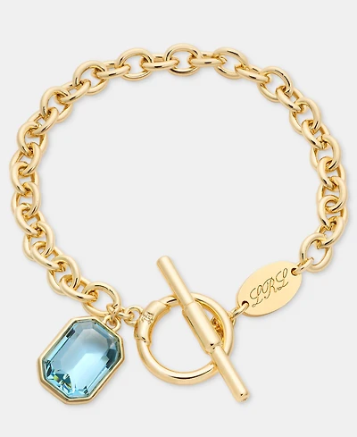 Lauren Ralph Gold-Tone Aqua Stone Flex Bracelet