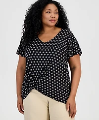 Jm Collection Plus Allegria Knot-Hem Top, Macy's Exclusive