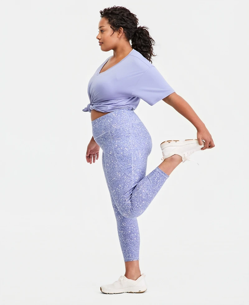 Id Ideology Plus Harbor Ditsy Compression Leggings, Macy's Exclusive