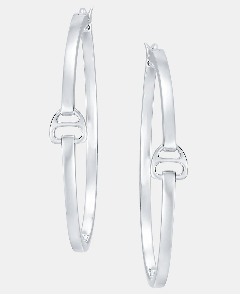 Lauren Ralph Lauren Equestrian 40mm Hoop Earrings in Sterling Silver